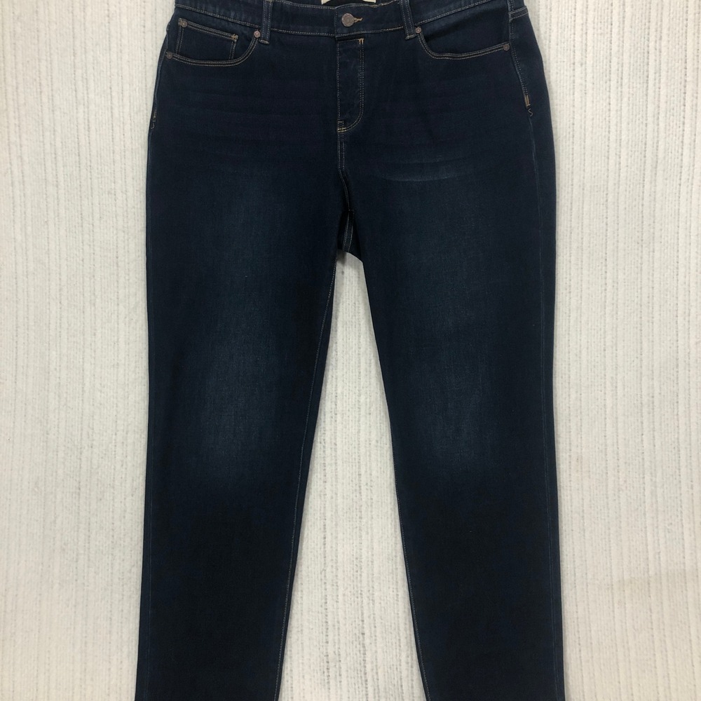 Soft Surroundings Dark Wash Straight Leg Denim Jeans XL 100821 Blue Stretch